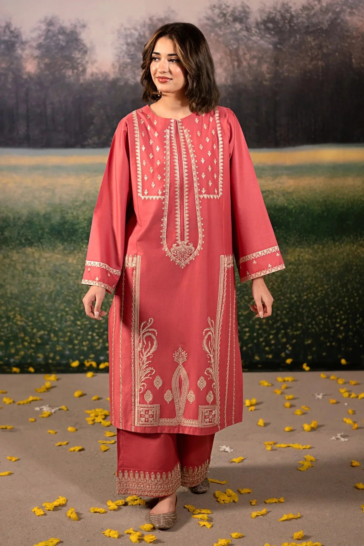 URGE-UNSTITCHED 3PC DHANAK EMBROIDERED SUIT-PK-5783