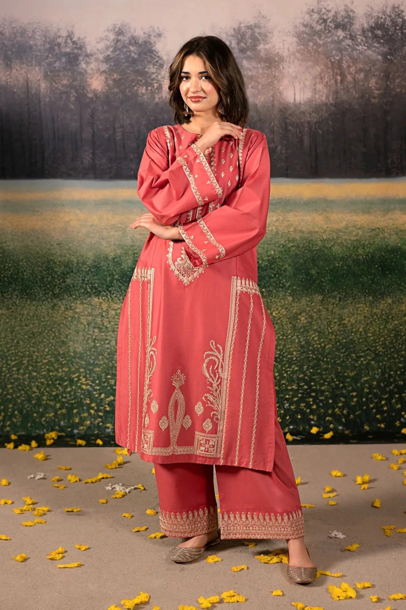 URGE-UNSTITCHED 3PC DHANAK EMBROIDERED SUIT-PK-5783