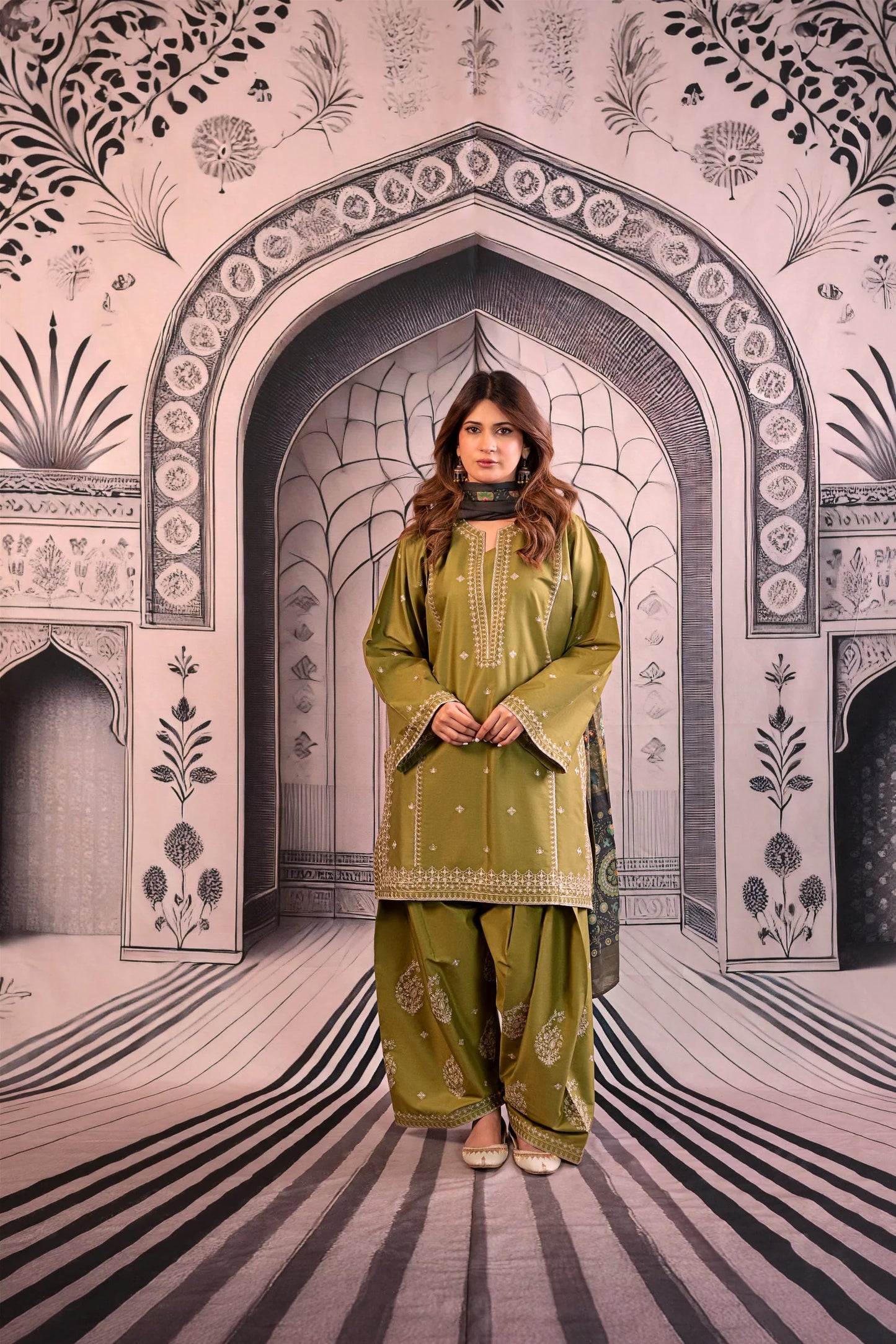 URGE-UNSTITCHED 3PC DHANAK EMBROIDERED SUIT-PK-5757