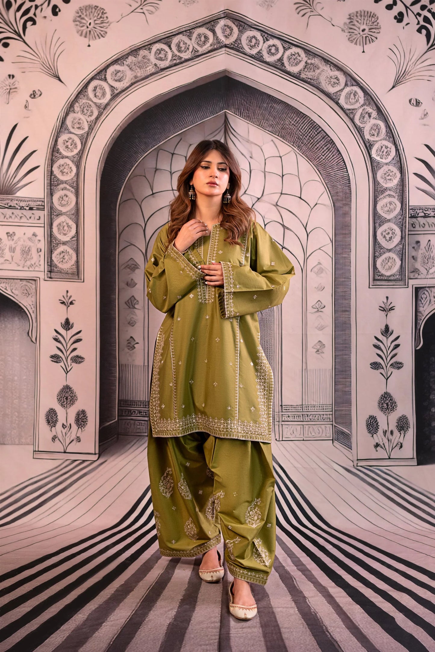 URGE-UNSTITCHED 3PC DHANAK EMBROIDERED SUIT-PK-5757
