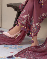 JADE- UNSTITCHED 3PC DHANAK SEQUENCE EMBROIDERED SUIT-PK-5737