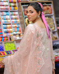 QALAMQAR-UNSTITCHED 3PC LAWN CHIKAN EMBROIDERED SUIT-PK-4718