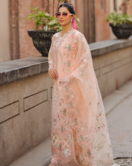 QALAMQAR-UNSTITCHED 3PC LAWN CHIKAN EMBROIDERED SUIT-PK-4718