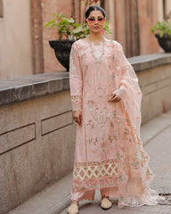 QALAMQAR-UNSTITCHED 3PC LAWN CHIKAN EMBROIDERED SUIT-PK-4718