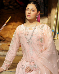 QALAMQAR-UNSTITCHED 3PC LAWN CHIKAN EMBROIDERED SUIT-PK-4718