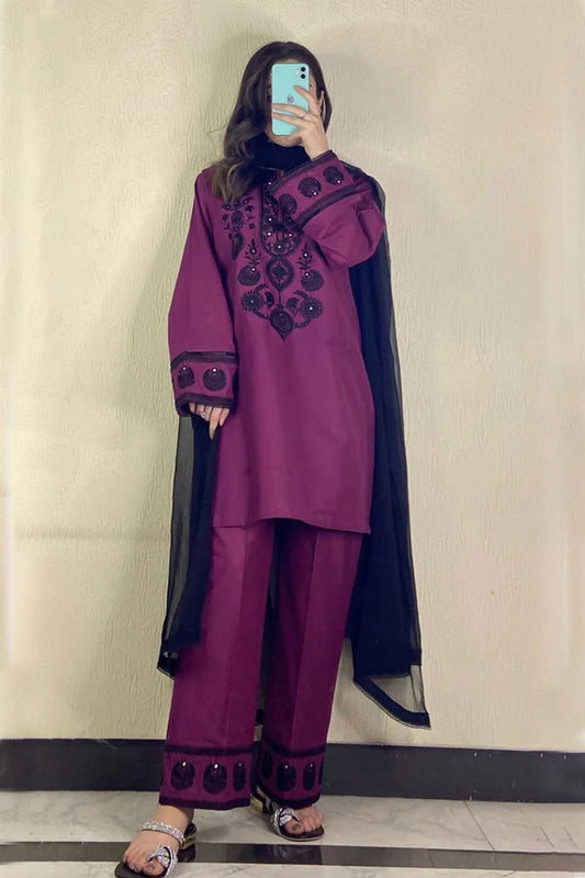 BATIK-UNSTITCHED 3PC DHANAK EMBROIDERED SUIT-PK-5780