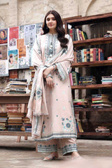 CROSS STITCH-UNSTITCHED 3PC KARANDI EMBROIDERED SUIT-PK-4368