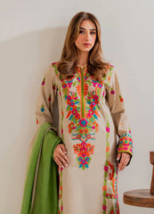 VINTAGE-UNSTITCHED 3PC LAWN EMBROIDERED SUIT-PK-4636