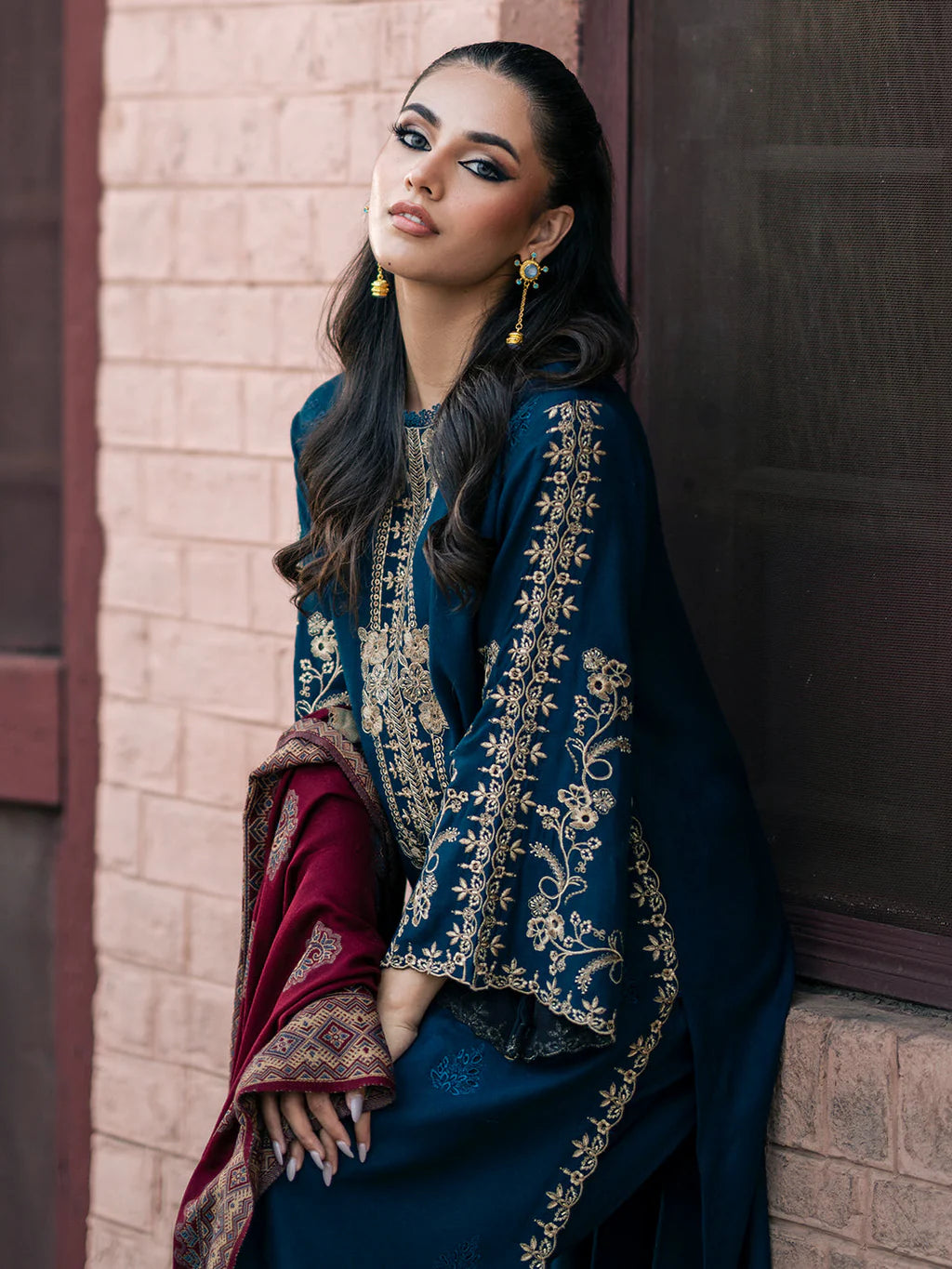 IZEL-UNSTITCHED 3PC DHANAK EMBROIDERED SUIT-PK-5806