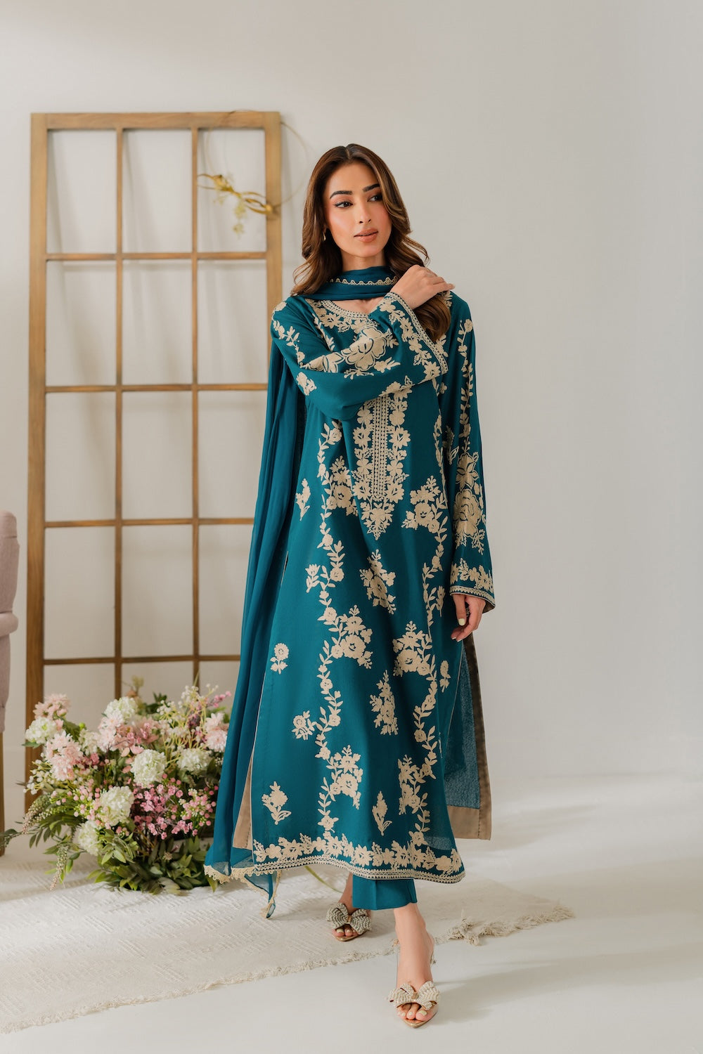VINTAGE-UNSTITCHED 3PC DHANAK HEAVY EMBROIDERED SUIT-PK-5818