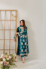 VINTAGE-UNSTITCHED 3PC DHANAK HEAVY EMBROIDERED SUIT-PK-5818