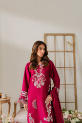VINTAGE-UNSTITCHED 3PC DHANAK EMBROIDERED SUIT-PK-4296