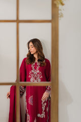 VINTAGE-UNSTITCHED 3PC DHANAK EMBROIDERED SUIT-PK-4296