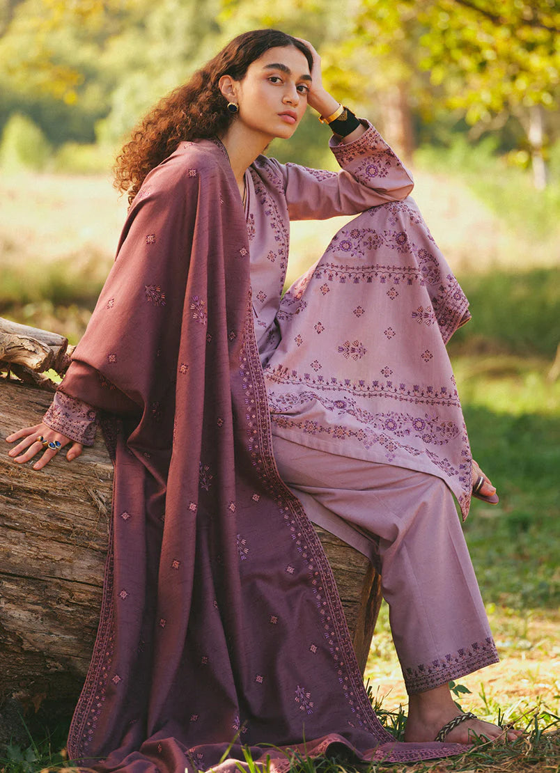 IMAGE-UNSTITCHED 3PC DHANAK HEAVY EMBROIDERED SUIT-PK-3101