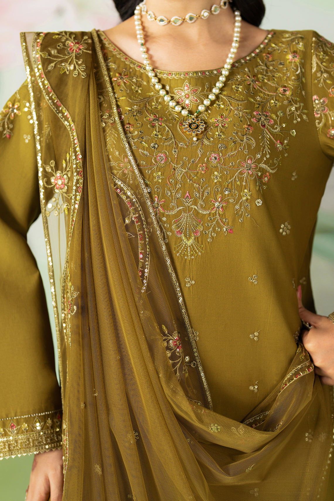 ETHNC-UNSTITCHED 3PC DHANAK SEQUIN EMBROIDERED SUIT-PK-5786
