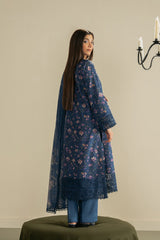AYZEL-UNSTITCHED 3PC LAWN PRINTED EMB SUIT-PK-053