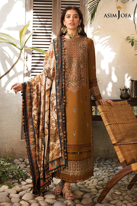 ASIM JOFA-UNSTITCHED 3PC DHANAK EMBROIDERED SUIT-PK-3537