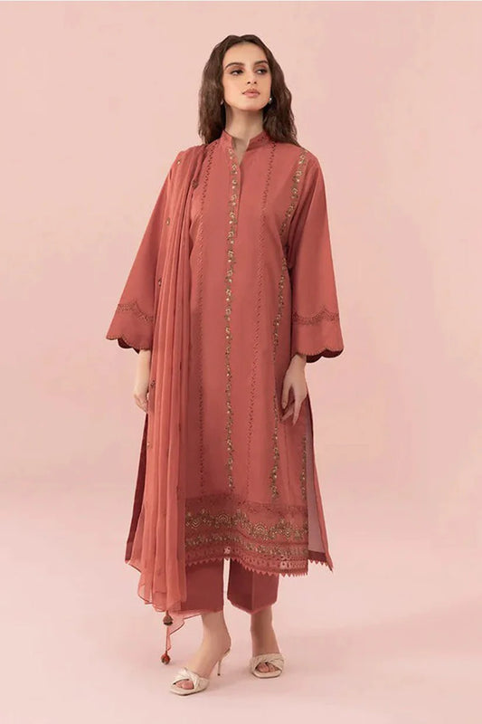 SAPPHIRE-UNSTITCHED 3PC DHANAK EMBROIDERED SUIT-PK-3542
