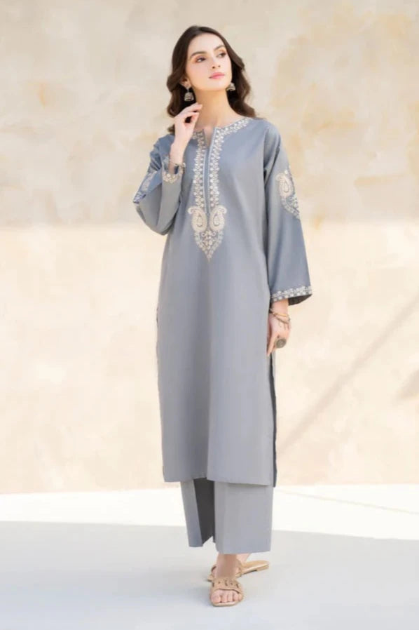 HANA- 2PC LAWN EMBROIDERED SHIRT WITH LAWN EMBROIDERED SLEEVES-PK-3235