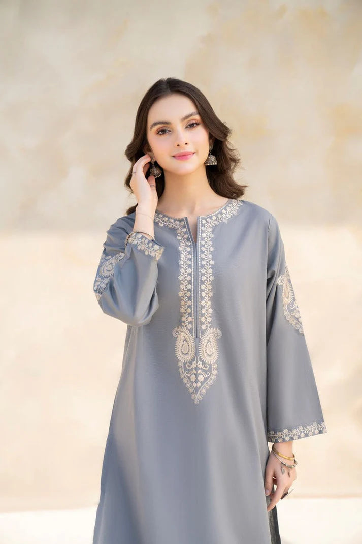 HANA- 2PC LAWN EMBROIDERED SHIRT WITH LAWN EMBROIDERED SLEEVES-PK-3235