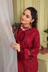 ELAAN.PK-3PC SLUB KHADAR CUTWORK EMBROIDERED SHIRT WITH JACQUARD WOOL SHAWL-EP-5478