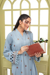 ELAAN.PK-3PC DHANAK EMBROIDERED SHIRT WITH HEAVY CUTWORK EMBROIDERED DHANAK SHAWL AND TROUSER-EP-5476