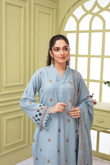 ELAAN.PK-3PC DHANAK EMBROIDERED SHIRT WITH HEAVY CUTWORK EMBROIDERED DHANAK SHAWL AND TROUSER-EP-5476