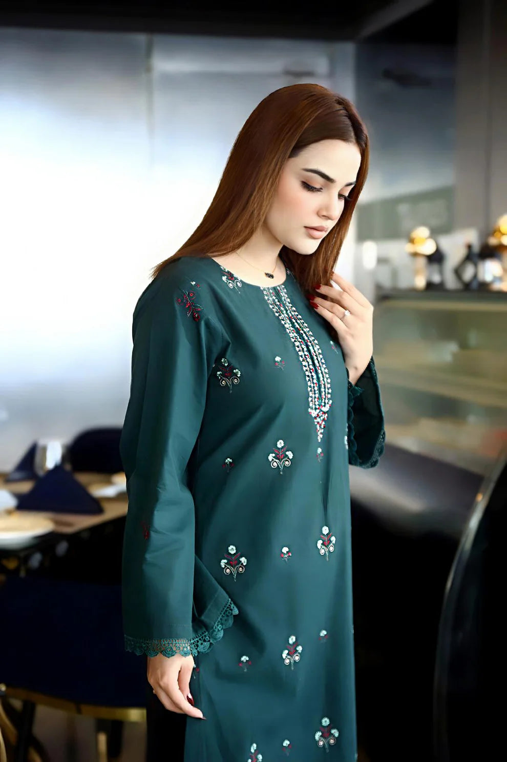 PULK-3PC KHADDAR CUTWORK EMBROIDERED SHIRT WITH KASHMIRI JACQUARD WOOL SHAWL-EP-5526