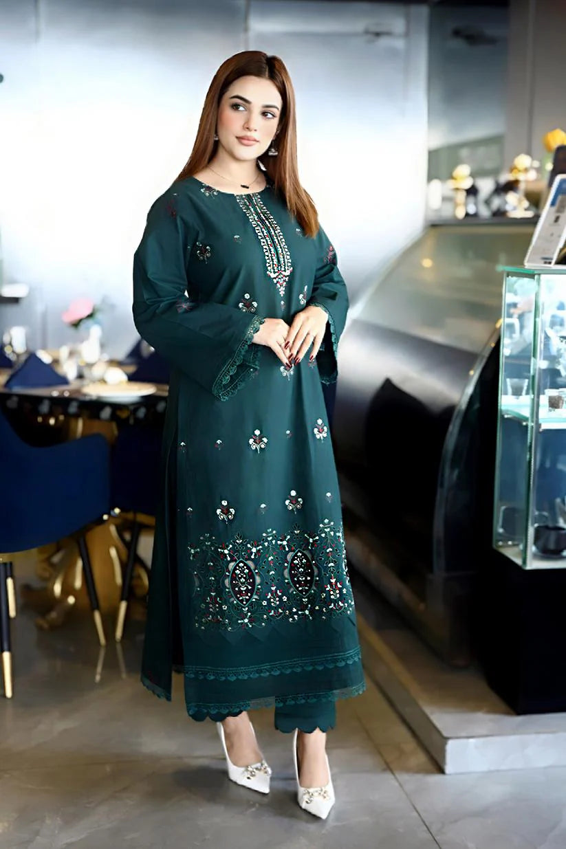 PULK-3PC KHADDAR CUTWORK EMBROIDERED SHIRT WITH KASHMIRI JACQUARD WOOL SHAWL-EP-5526