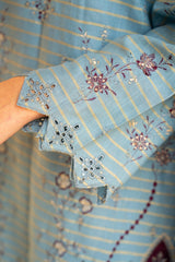 PULK-3PC KHADDAR EMBROIDERED SHIRT WITH VELVET EMBROIDERED READY TO WEAR SHAWL-PK-5529