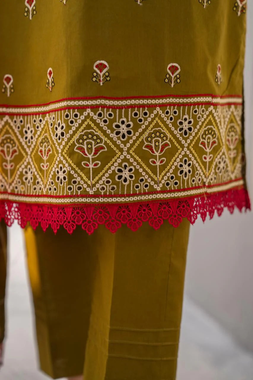 PULK-3PC LAWN EMBROIDERED SHIRT WITH LAWN EMBROIDERED READY TO WEAR DUPATTA-PK-5590