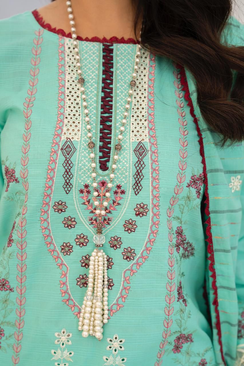 PULK-3PC LAWN EMBROIDERED SHIRT WITH LAWN EMBROIDERED READY TO WEAR DUPATTA-PK-5591