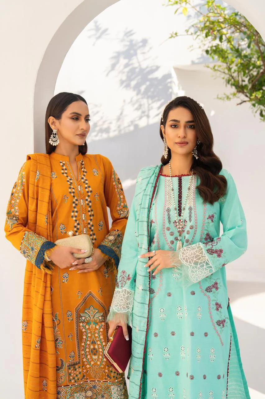 PULK-3PC LAWN EMBROIDERED SHIRT WITH LAWN EMBROIDERED READY TO WEAR DUPATTA-PK-5591