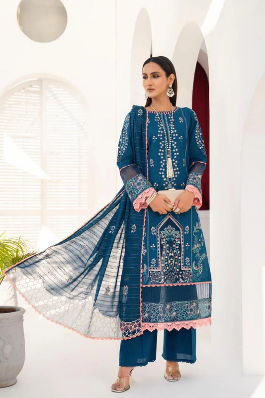 PULK-3PC LAWN EMBROIDERED SHIRT WITH LAWN EMBROIDERED READY TO WEAR DUPATTA-PK-5593