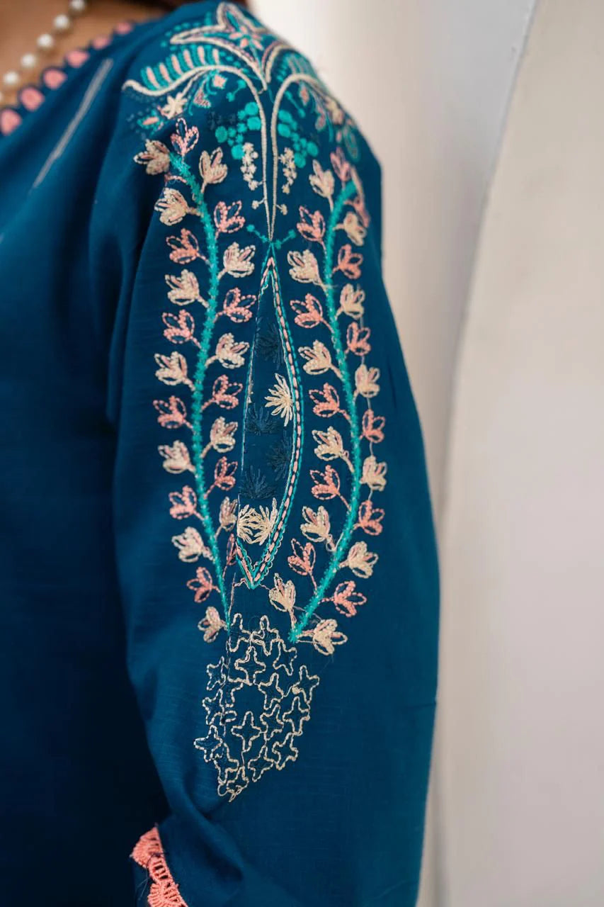 PULK-3PC LAWN EMBROIDERED SHIRT WITH LAWN EMBROIDERED READY TO WEAR DUPATTA-PK-5593