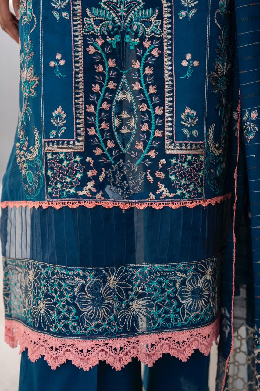 PULK-3PC LAWN EMBROIDERED SHIRT WITH LAWN EMBROIDERED READY TO WEAR DUPATTA-PK-5593