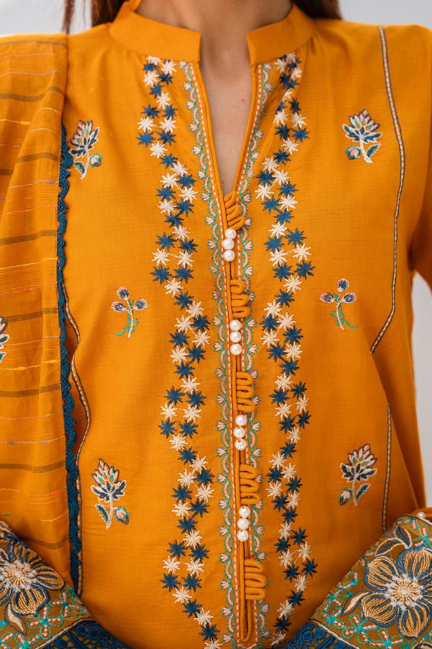 PULK-3PC LAWN EMBROIDERED SHIRT WITH LAWN EMBROIDERED READY TO WEAR DUPATTA-PK-5594