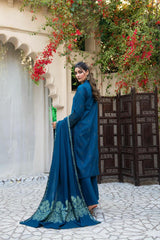 MIRAKHI-3PC LAWN CHIKENKARI EMBROIDERED SHIRT WITH LAWN JACQUARD PRINT DUPATTA-PK-5666