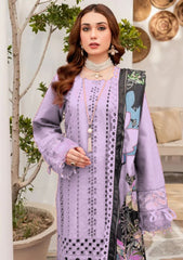 MARIA B-3PC CHIKENKARI LAWN EMBROIDERED SHIRT WITH MONARK PRINT DUPATTA AND TROUSER-PK-4054