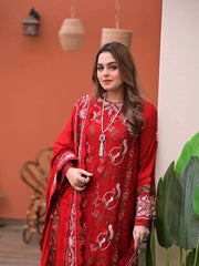 ANEELAS-UNSTITCHED 3PC LAWN CHIKAN EMBROIDERED SUIT-PK-4813