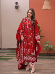 ANEELAS-UNSTITCHED 3PC LAWN CHIKAN EMBROIDERED SUIT-PK-4813