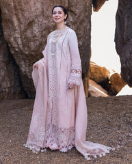 QALAMQAR-UNSTITCHED 3PC LAWN CHIKANKAARI EMBROIDERED SUIT-PK-4726