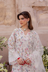 BATIK-3PC LAWN SCHIFFLI EMBROIDERED PRINTED SHIRT WITH ORGANZA EMBROIDERED DUPATTA AND PRINT TROUSER-PK-1210