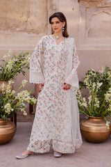 BATIK-3PC LAWN SCHIFFLI EMBROIDERED PRINTED SHIRT WITH ORGANZA EMBROIDERED DUPATTA AND PRINT TROUSER-PK-1210