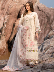 MAHNUR-UNSTITCHED 3PC LAWN LASERCUTWORK EMBROIDERED SUIT-PK-4721