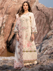 MAHNUR-UNSTITCHED 3PC LAWN LASERCUTWORK EMBROIDERED SUIT-PK-4721