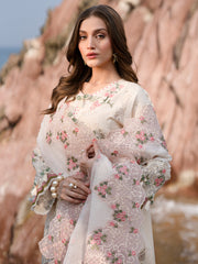 MAHNUR-UNSTITCHED 3PC LAWN LASERCUTWORK EMBROIDERED SUIT-PK-4721