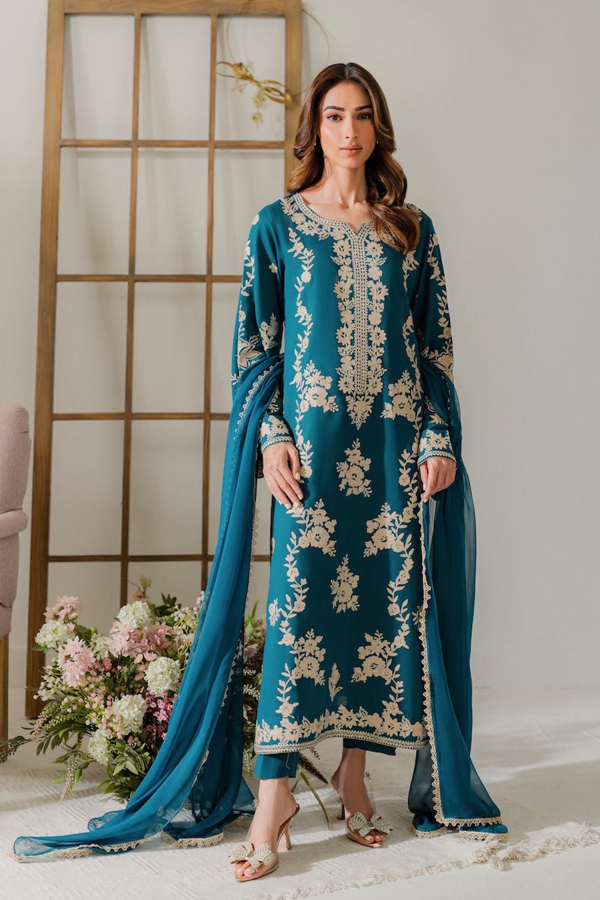 VINTAGE-UNSTITCHED 3PC DHANAK HEAVY EMBROIDERED SUIT-PK-5818