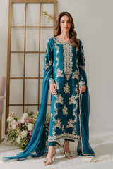 VINTAGE-UNSTITCHED 3PC DHANAK HEAVY EMBROIDERED SUIT-PK-5818