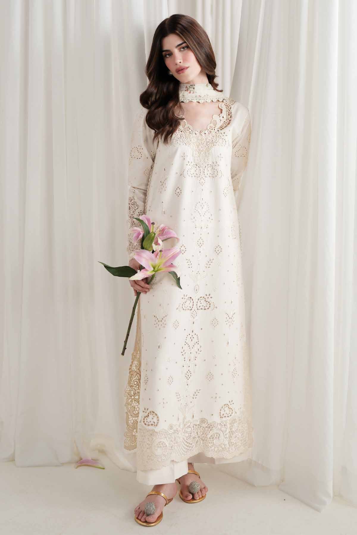 ZAIB-UNSTITCHED 3PC LAWN CHIKAN EMBROIDERED SUIT-PK-4902